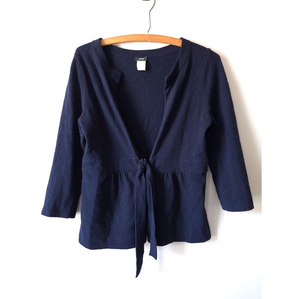 J Crew Cropped Cardigan Peplum Tie Wrap Cashmere/Wool Whimsigoth Y2K Fairy Small